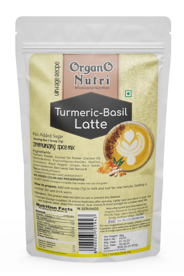 OrganoNutri Turmeric - Basil Latte 200g (2 Cans: 100g Each)